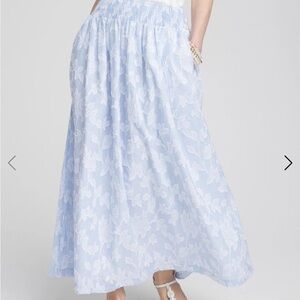 Chico's Blue and White Floral Jacquard Maxi Skirt